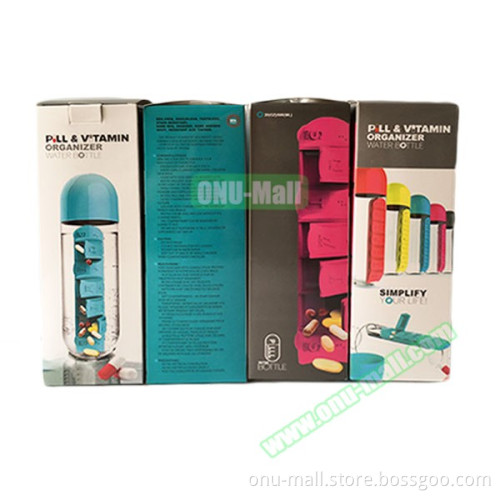 Chinese Supplier Plastic Water Bottle BPA Free with Pill Organizer